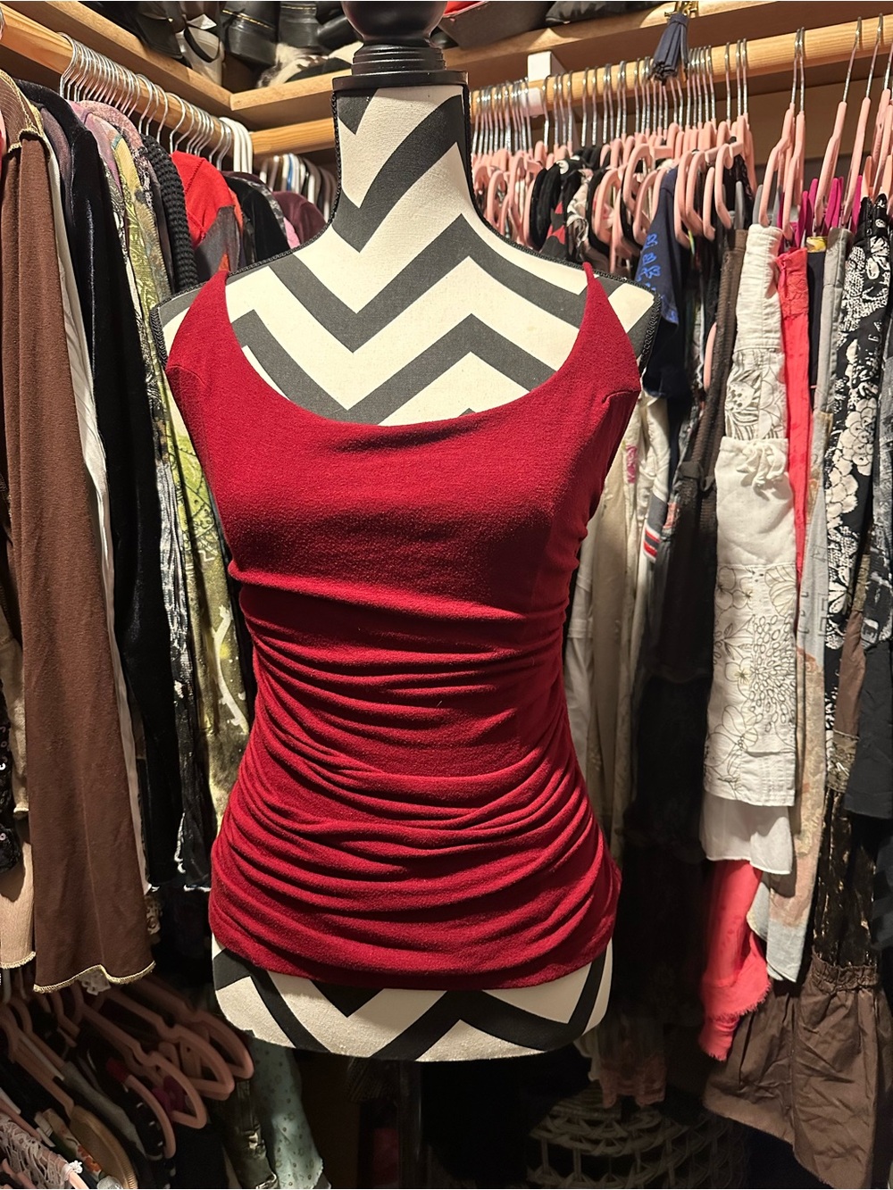 Red Ruched Women’s Tank Top - Unbranded